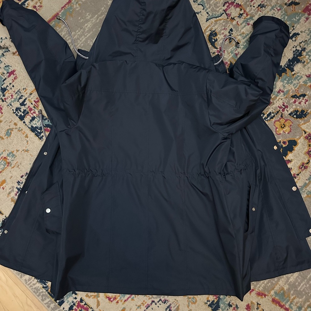 Women's Waterproof Raincoat, Lined, Hooded Windbreaker, XL Navy Blue - Picture 5 of 5